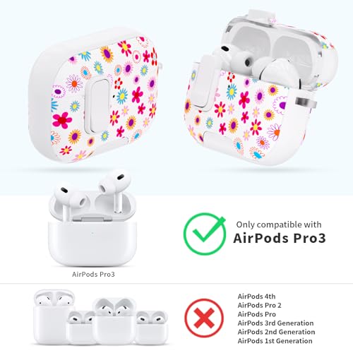 Image of for AirPods Pro 3 Case with Lock & Phone Stand,Cute Floral Pattern Style | PC & TPU Dual Layer Protective Cover with Keychain & Cleaner Pen for Apple AirPod Pro 3rd Generation Women (Cornflower)