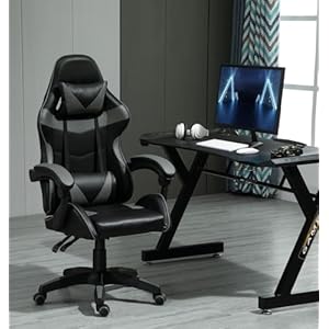 mcc direct Bürostuhl Ergonomisch, Schreibtischstuhl, Drehstuhl, Gaming Sessel, Gamingstuhl (Grau)