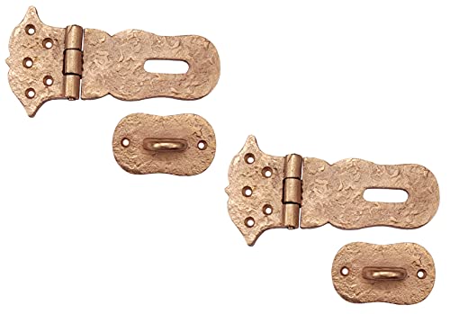 Image of Adonai Hardware inchParan inch Heavy Duty Cast Iron Safety Hasp and Staple (6 inch x 2 Pack, Copper Finish) for Vintage Pirates Treasure Chest, Trunks, Wooden Jewelry Box, Cases, Furniture and Sheds