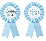 GDTO8820 CoolerthingsDG, Daddy to be & Mom to be Tinplate Badge Pin, Baby Shower Button New Dad Gifts Gender Reveals Party Baby Boy Blue Rosette Button Baby Celebration (Sky Blue)