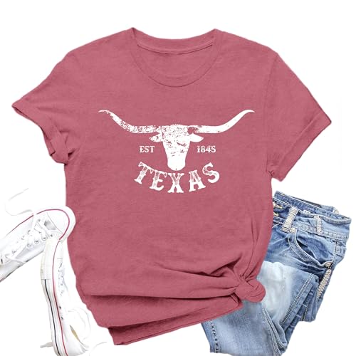 Valiri Texas Shirts for Women Longhorn TX State Lover Hometown Pride Tee