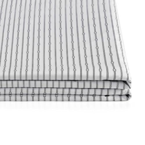 Image of Tommy Hilfiger - Sheet Set, Cotton Percale Bedding with Matching Pillowcase, Crisp & Cool, Premium Quality Home Essentials (Monogram Stripe Navy, Twin)