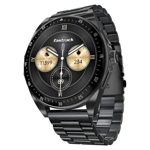 Image of Fastrack Radiant FX1 1.43 inch AMOLED Metal Smart Watch with Functional Crown, BT Calling, AOD, 100+ Sports Modes, Health Tracking, IP68 Water Resistance - Smartwatch for Men & Women (Black)