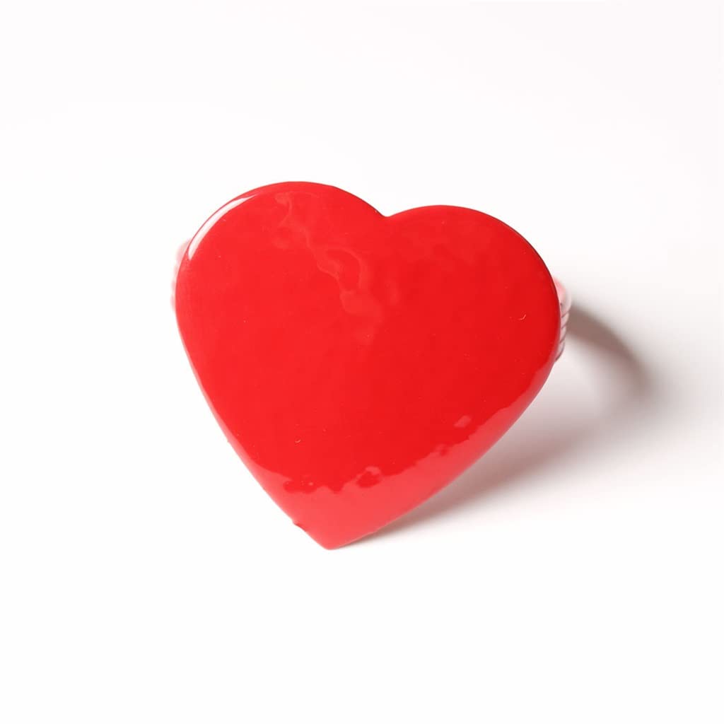 6 uds., servilletero Rojo Grande en Forma de corazón para el Día de San Valentín, servilletero con Hebilla, Anillo para servilleta, servilletero, Anillo para la Boca, Vueltas de Tela (D Talla única)