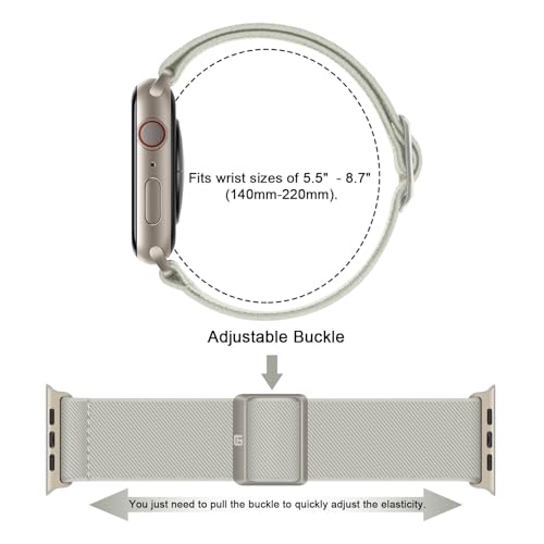 Suphart Compatible with Apple Watch Band 42mm 41mm 40mm 38mm for Men Women Stretchy Solo Loop Band Nylon Sport Band Designed for Apple Watch SE Series 10 9 8 7 6 5 4, Starlight - image 4