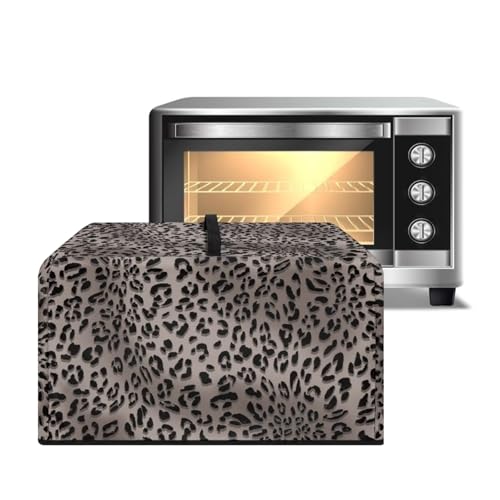 Image of Microwave Oven Cover Air Fryer Toaster Oven Dust Cover with Handle, Stain-Resistant Small Electric Appliance Protector for Kitchen Decor, L, Gray Leopard Print