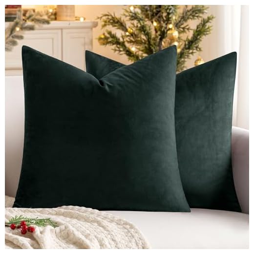 MIULEE 2er Set Samt Soft Solid Dekorative Quadrat Wurf Kissenbezüge Set Kissen Fall für Sofa Schlafzimmer Auto Dunkelgrün 16x16 Zoll 40x40 cm