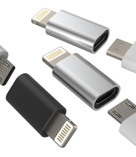 Adaptador Micro USB Lightning (3 Pack) para iPhone 14 13 12 11 Pro Max 7 8 Plus X SE XS XR Para iPad Air Mini Toma Micro USB Hembra Cable para Apple Macho Enchufe Convertidor Cables Jack Accesorios