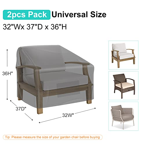 Image of 2 Pack Outdoor Patio Chair Covers Waterproof 32 inchWx37 inchDx36 inchH, Black