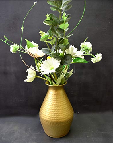 Image of Metal Flower Vase (Length 9 X Width 9 X Height 28 cm, Golden)