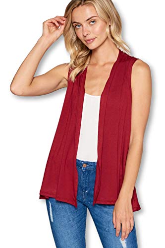 Women's Sleeveless Extra Soft Viscose Made from Bamboo Layering Casual Cardigan Vest - Made in USA (3X-Large, Wine)