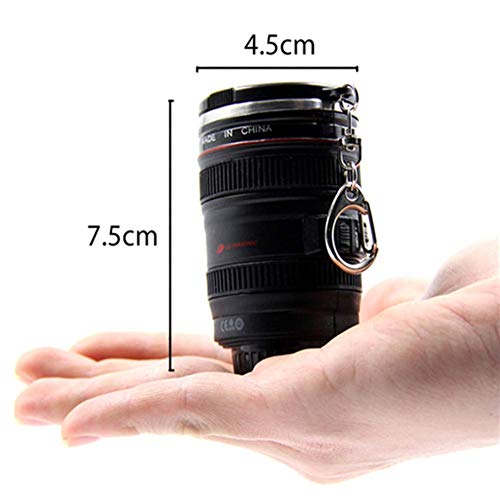 Ankamal Elec Mini caméra lentille Tasses à café - Photographe Amusant Tasses de caméra en Acier Inoxydable Tasse de Voyage Portable Porte-clés Porte-clés 51-100 ML Balck