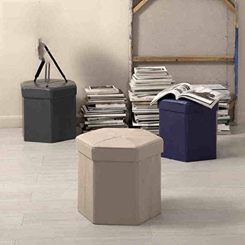 Tabouret de rangement pliable et robuste en PU gris foncé pour s'asseoir - 2
