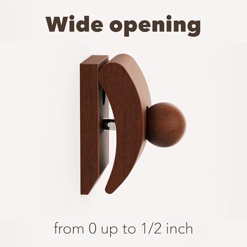 Image of Tapestry Hangers, 4 Small Quilt Hangers for Wall Hangings, Blanket Hanger Clamps, Carpet Rug Display, Wooden Wall Clips for Hanging (Brown)