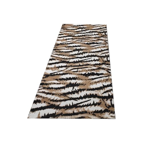 Image of SAGON 2x5 Ft Printed Runner Carpet - Cotton Bedside Rug for Bedroom & Living Room (Tiger Print)