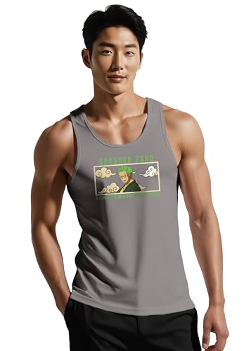 Image of Peppyzone Anime Printed Cotton Tank Top Vest for Men (3XL, Grey3)