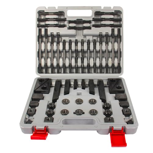 KAKA INDUSTRIAL 5/8 inch Table Slot 1/2 inch Stud Size 52pcs Clamping Kit Set with case holder