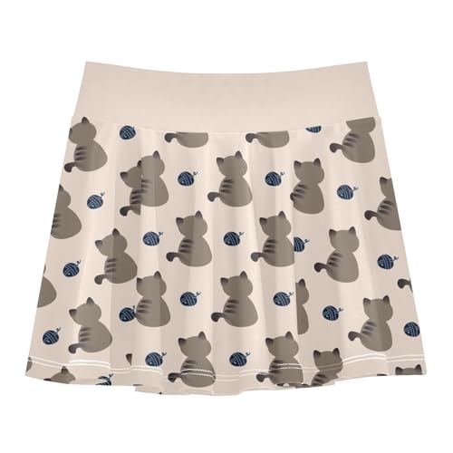 Girls Skorts High Waist Athletic Skirts with Shorts Cute Cat Stretchy Teens Performance Tennis