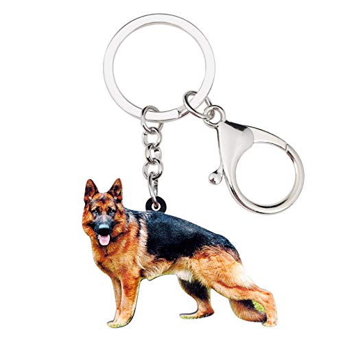 WEVENI Acrylic Cute German Shepherd Dog Keychain Charms Keyring Novelty Jewelry For Women Girls