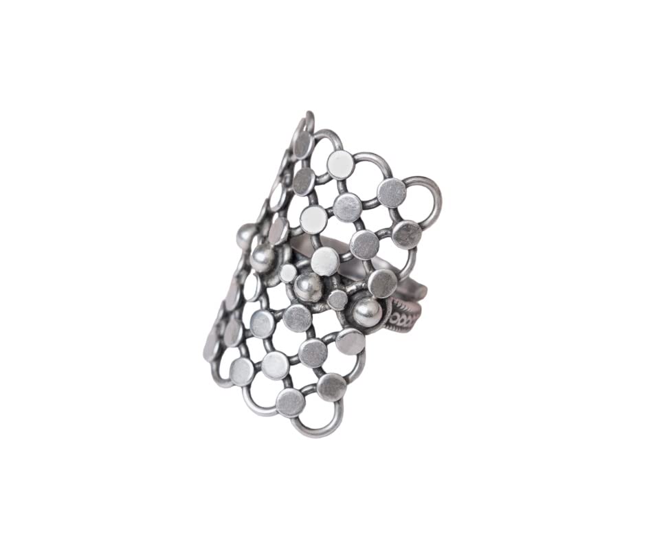 Shyle 925 Solid Sterling Silver Ring, Tattva Statement Jali Ring, Statement Adjustable Ring,Handcrafted Oxidized Silver Ring,Well Stamped with 925,Gift For Her,Traditional Jewellery (B0BV2F5N6H) Amazon Price History, Amazon Price Tracker