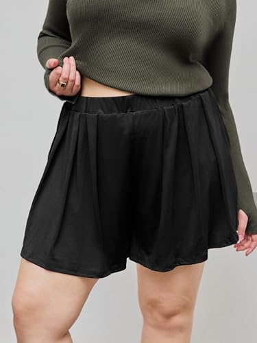 CIDER Plus Size Women Shorts Elastic Waist Wide Leg Flowy Shorts Lounge Summer Vacation Boho Casual Outfits2