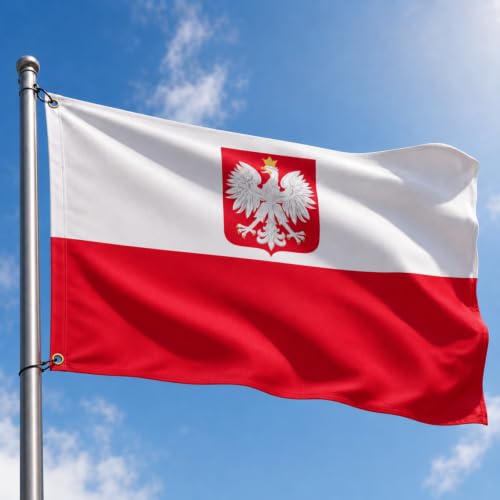 Image of AhfuLife 2pcs Polish Flag Poland Flag 3x5 Ft Poland Flag with Eagle