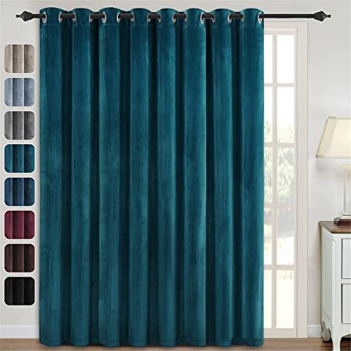 Luxury Velvet Blackout Curtains for Bedroom - Thick Soft Thermal Insulated Light Blocking Grommet Window Curtains for Living Room, 1 Panels (Black,1x100"Wx84"L)