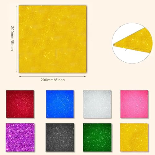 Image of 8 Pack Glitter Acrylic Sheets 0.1 inch Thick, 8 x 8 Inch Dual-Purpose Acrylic Sheet for Laser Cutting, Color Sheets for Engraving, Perfect for DIY Craft Projects, Display, Background Panels