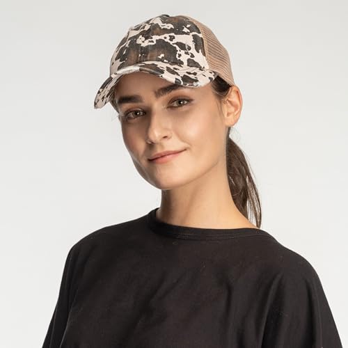 Image of C.C Exclusives Hatsandscarf Washed Distressed Cotton Denim Ponytail Hat Adjustable Baseball Cap (BT-13)