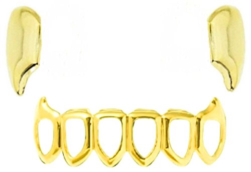 Big Dawgs Bling Hip Hop 14K Gold GP Upper Single Fangs