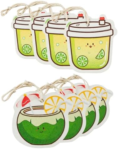 8-Pack Non-Scratch Sponges with Hanging Rope (2 Fun Designs) - Safe for Non-Stick Pans, Glassware & Countertops | Durable, Reusable & Space-Saving Kitchen Sponges