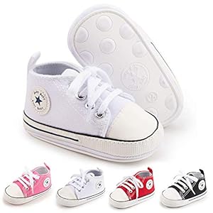 Meckior Baby Girls Boys Canvas Sneakers Soft Sole High-Top Ankle Infant First Walkers Crib Shoes