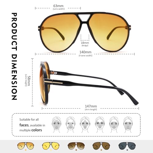 SCVGVER Oversized Aviator Sunglasses for Women Men, Retro Classic 70s Vintage Trendy Tangle Free Shades Sun Glasses2