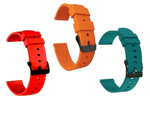 Image of IIK COLLECTION 22mm Silicone Strap for Smart Watches | Combo Pack Compatible With Noise, Fireboltt, Boat Xtend, Pebble, Boat Flash, Noise Color Fit, Ultra Smart Watch & All Watches