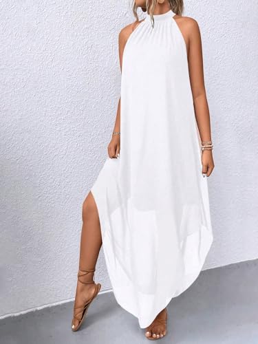 Image of Verdusa Women's Wedding Guest Dress Halter Flowy Chiffon Asymmetrical Long Summer Prom Dress