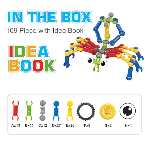Huaker Building Toys,109 Piece STEM Toys for Kids Ages 3 4 5 6 7 8 9 10 11 12 Years Old Boys and Girls Christmas Birthday Gifts Children Building Blocks Creative and Educational Kids Toys Projects - Image 2