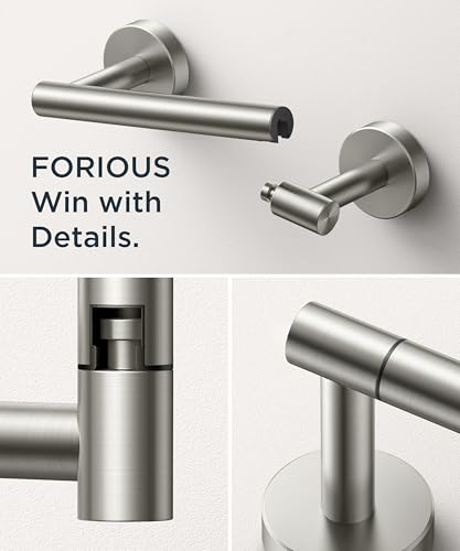 Image of FORIOUS Toilet Paper Holder Wall Mount, Stainless Steel Rustproof Double Post Pivoting Tissue Roll Holder for Bathroom, Commercial Toilet Paper Dispenser (2 Pack, Stainless Steel)