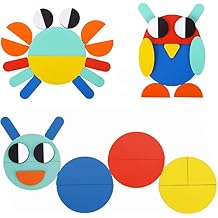 TOOKYLAND Wooden Geometric Shapes Puzzle - 55pcs - Pattern Cards Included, Ages 3+