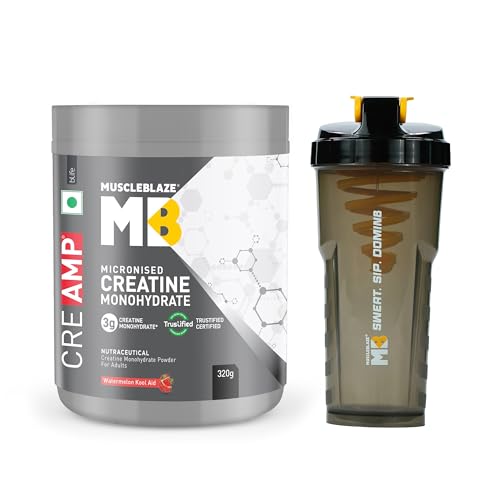 Image of MuscleBlaze Micronised Creatine Monohydrate CreAMP, 320g + Shaker