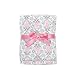 Baby Gear Plush Velboa Ultra Soft Baby Girls Blanket 30 x 40, Pink Grey Damask