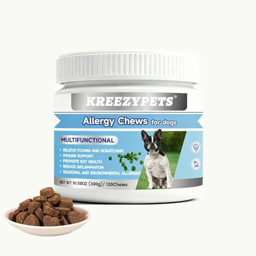 Natural Allergy Relief Chews for Dogs – Advanced Formula with Omega-3, Turmeric & Probiotics for Itchy Skin, Seasonal Allergy Support & Immune Health – Vet-Approved, Delicious Chicken Flavor