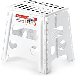 ACSTEP 13 inch Height Premium Heavy Duty Foldable Stool for Adults, Kitchen Garden Bathroom Stepping Stool White