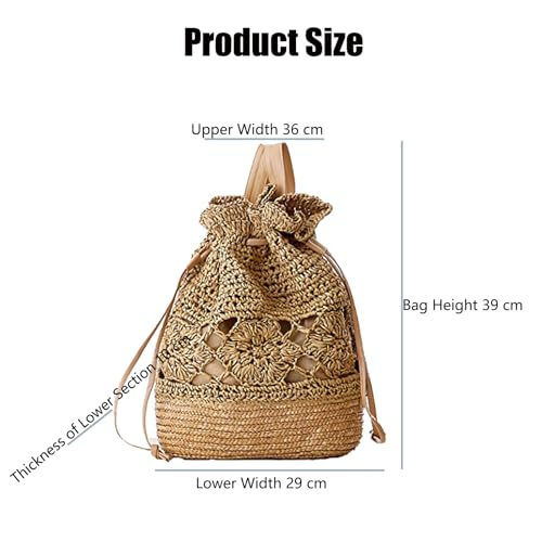 Image of Women Straw bag Summer Beach Casual Casual Daypacks, Light Brown, 36 * 29 * 10 * 39cm