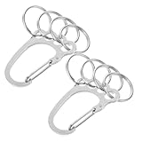 POPETPOP 2 piezas Llavero de Acero Inoxidable para Cinturón con Diseño Multi-anillo Resistente y Práctico para Organizar Llaves de Coche y Uso Diario de Unisex