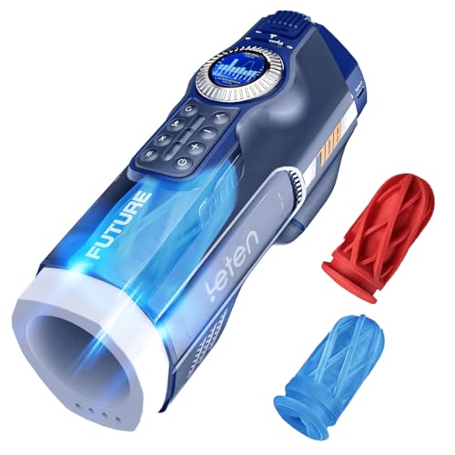 Leten 708 Thrusting Automatic Stroker Airbag Massage Hot Heating Electric Male Masturbator with 2 Silicone Sleeve Auto Stroking Sex Toy for Mens Penis Pleasure Voice Pocket Pussy for Men Device (A)
