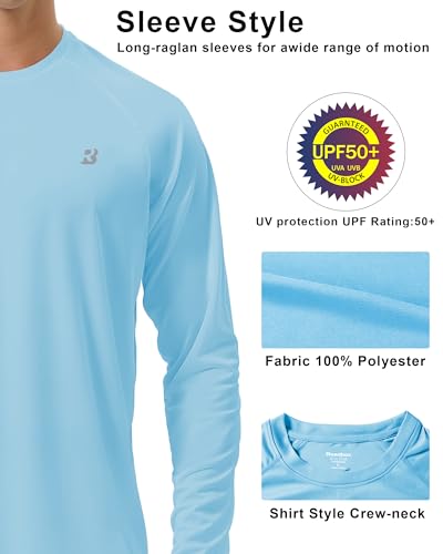 Image of Roadbox Mens UPF 50+ UV Sun Protection Shirts Outdoor Long Sleeve SPF Rash Guard for Fishing Hiking Swimming Running