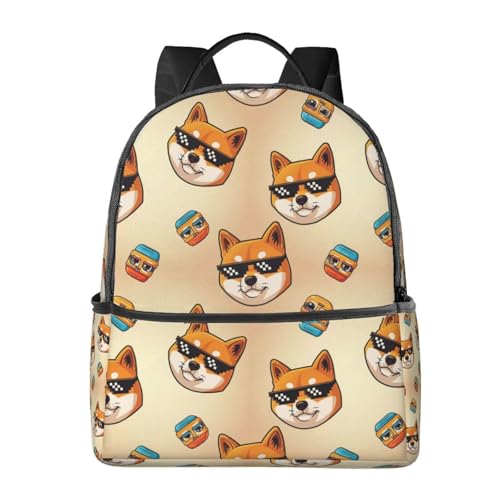 Leisure Rucksacks, Lightweight Sunglasses Funny Doge Meme Dog Backpack for Outdoors and Bicycle
