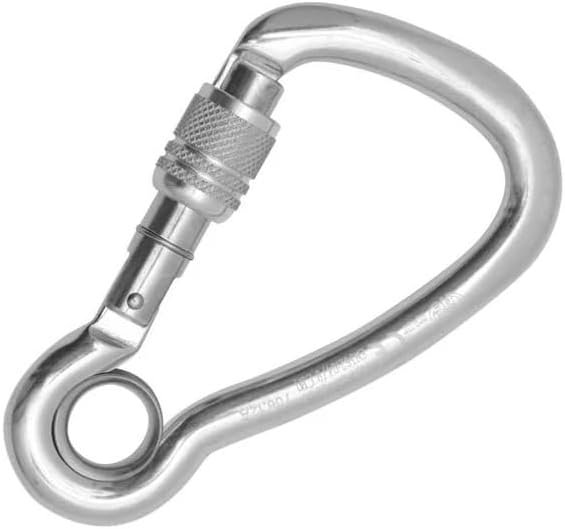 Aluminum Asymmetric Carabiner with Screw Sleeve and Fixed Eye, Durable Lightweight Connector for Work Positioning and Rope Systems, Secure Keylock Design, Made in Italy, Harness Eye ALU Screw Sleeve