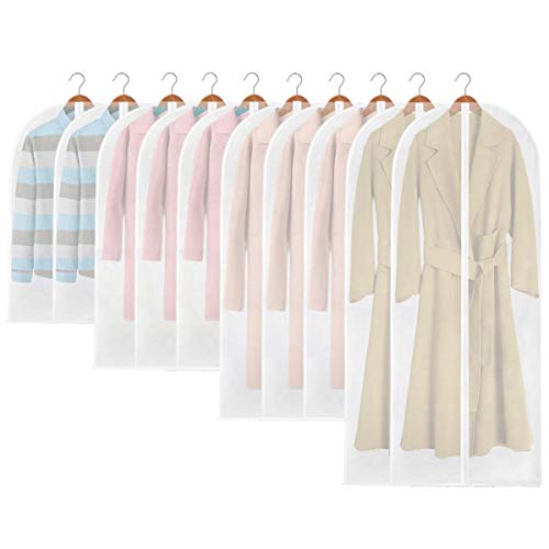 EFAILY Garment Covers, Pack of 10 Premium Quality PEVA Moth Proof Clothes Covers