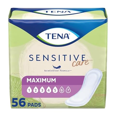 Tena Sensitive Care Maximum Absorbency Incontinence/Bladder Control Pad for Women, Regular Length, 56 Count Cover